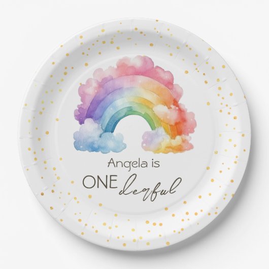 ワンダーフルレインボー子供の誕生日 ペーパープレート (正面)
