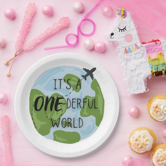 ワンダーフル世界初誕生日テーマパーティープレート ペーパープレート (パーティー)