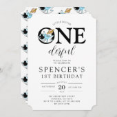 ワンダーフル宇宙飛行士ボーイズ誕生日招待状 招待状 (正面/裏面)