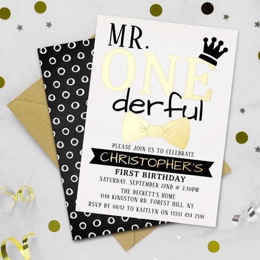 ワンダーフル1歳の誕生日実在 箔招待状
