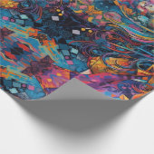 ワンダーラサイケデリックンドテーマのブルーアリス ラッピングペーパー (角)