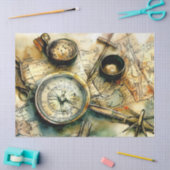 『ワンダーラストの印象:地図と旅行』 薄葉紙 (クラフト)