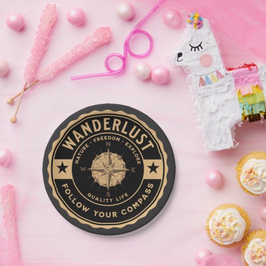 ワンダーラストアドベンチャーアウトドアキャンピングトラベルハイキング ペーパープレート (パーティー)