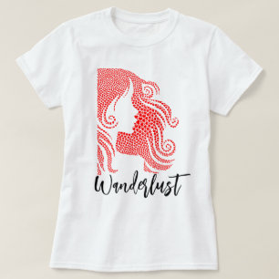ワンダーラストガールズシルエットin赤いハート tシャツ