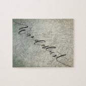 ワンダーラストティール(緑がかった色)グラデーションウォーターカラーアドベンチャーマップ ジグソーパズル (横)