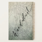 ワンダーラストティール(緑がかった色)グラデーションウォーターカラーアドベンチャーマップ プランナー手帳 (裏面)