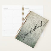 ワンダーラストティール(緑がかった色)グラデーションウォーターカラーアドベンチャーマップ プランナー手帳 (ディスプレー)