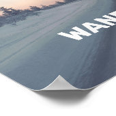 ワンダーラストトラベル引用文ピンクグレー自然写真 ポスター (角)