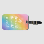 ワンダーラストドリームズウォーターカラーレインボートラベル引用文 ラゲッジタグ (正面横)