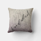 ワンダーラストパープルグラデーションウォーターカラーアドベンチャーマップ クッション (裏面)