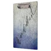 ワンダーラストブルーグラデーションウォーター色ヴィンテージワールドマップ クリップボード (左)