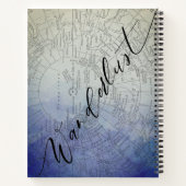 ワンダーラストブルーグラデーションウォーター色ヴィンテージワールドマップ ノートブック (裏面)