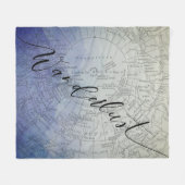 ワンダーラストブルーグラデーションウォーター色ヴィンテージワールドマップ フリースブランケット (正面(横))
