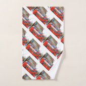 ワンダーラストレッドロンドンバスライドトラベラファンキーー バスタオルセット (ハンドタオル)