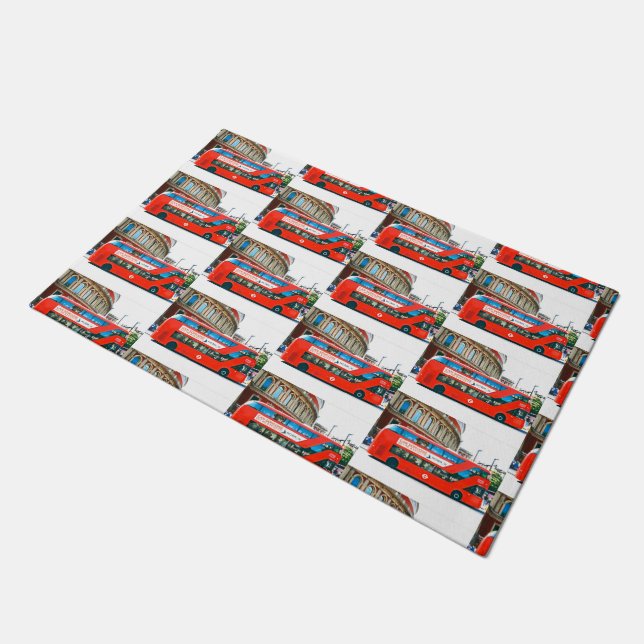 ワンダーラストレッドロンドンバスライドトラベラーファンキーおもしろい ドアマット (アングル)