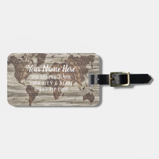 ワンダーラスト世界地図引用文 | ラゲッジタグ (正面横)