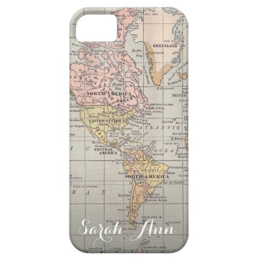 ワンダーラスト世界頭が切れる地図の電話ケースカスタム名 Case-Mate iPhoneケース (裏面)