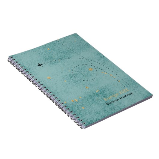 ワンダーラスト名飛行機グリーンブルー金ゴールド旅行 ノートブック (右側)