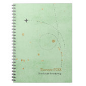 ワンダーラスト名飛行機セージミント金ゴールド旅行 ノートブック (正面)