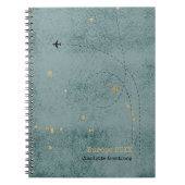 ワンダーラスト名飛行機ダークブルー金ゴールド旅行 ノートブック (正面)