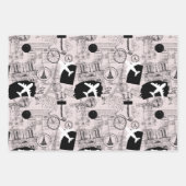 ワンダーラスト旅行パターン ラッピングペーパーシート (正面)