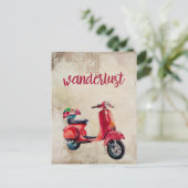 ワンダーラスト – かわいい赤い水色モップ ポストカード (スタンド正面)