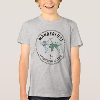ワンダーラスト・アドベンチャーお待ちの世界地図 キッズ トライブレンドTシャツ