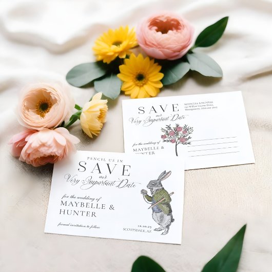 ワンダーランドうさぎのヴィンテージアリスで私たちを鉛筆 案内ポストカード