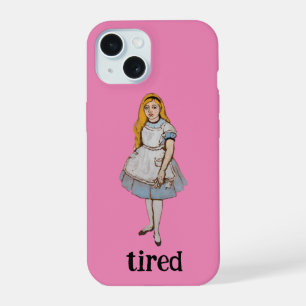 ワンダーランドおもしろいピンクガールの疲れた引用文アリス iPhone 15ケース