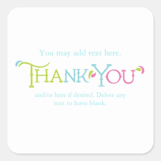 ワンダーランドお洒落カラフルパーティーシール スクエアシール (正面)