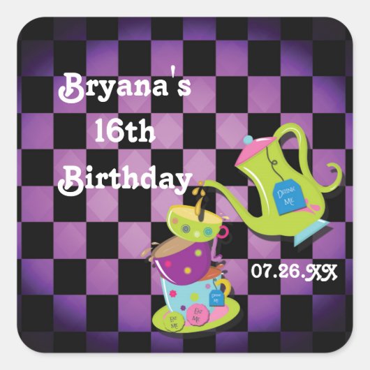 ワンダーランドお洒落不機嫌ティーパーティーシール スクエアシール (正面)