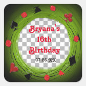 ワンダーランドお洒落不機嫌ティーパーティー旋回ステッカー スクエアシール (正面)