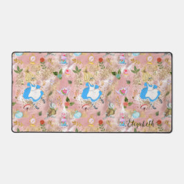 ワンダーランドでかわいいアリスの冒険グリッター名 デスクマット