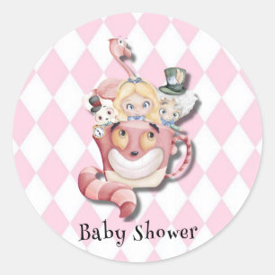 ワンダーランドと友人のピンクアリス赤ちゃんシャワー ラウンドシール