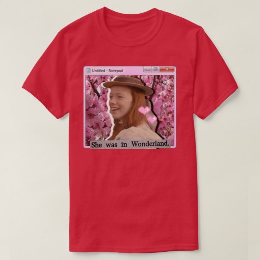 ワンダーランドにいた彼女はEを持ったアン Tシャツ (デザイン正面)