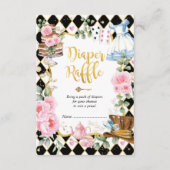 ワンダーランドのお茶のピンクアリスパーティーおむつラッフル エンクロージャーカード (正面)