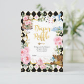 ワンダーランドのお茶のピンクアリスパーティーおむつラッフル エンクロージャーカード (スタンド正面)