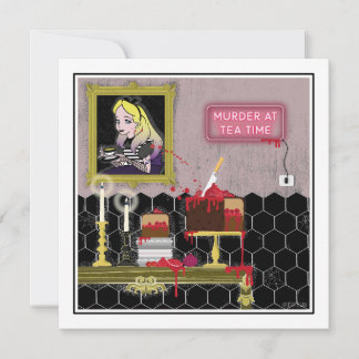 ワンダーランドのお茶の時間のハロウィーンアリス 招待状