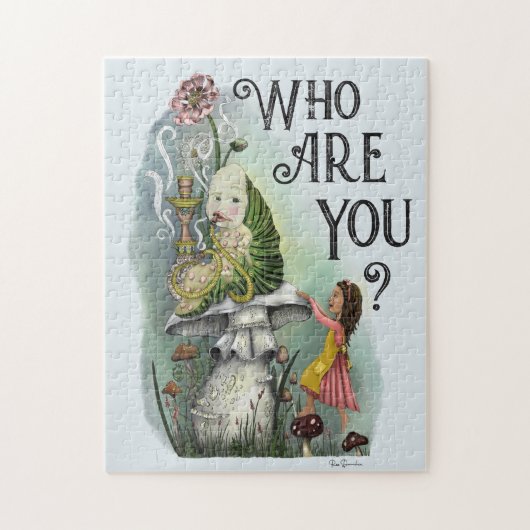 ワンダーランドのかわいいアリスとキャタピラーアート ジグソーパズル (縦)