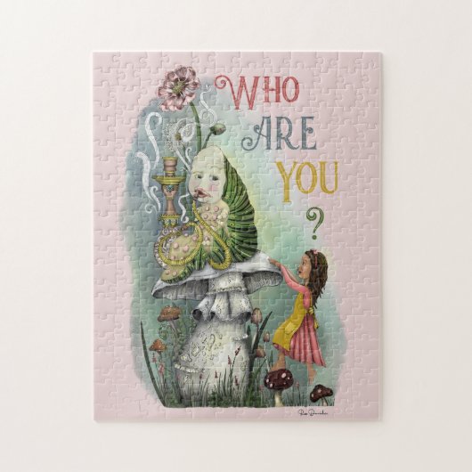 ワンダーランドのかわいいアリスとキャタピラーアートJ ジグソーパズル (縦)