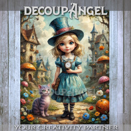 ワンダーランドのかわいいアリスとチェシャーキャットデカッパ 薄葉紙