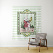 ワンダーランドのかわいいアリス白うさぎ「遅刻だ」 タペストリー (インサイチュ)