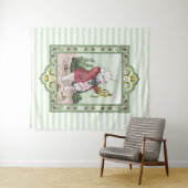 ワンダーランドのかわいいアリス白うさぎ「遅刻だ」 タペストリー (インサイチュ(横))