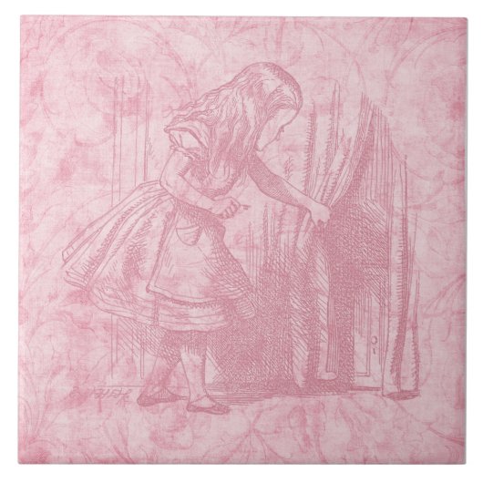 ワンダーランドのアリスがドアのフローラアートを見つける タイル (正面)