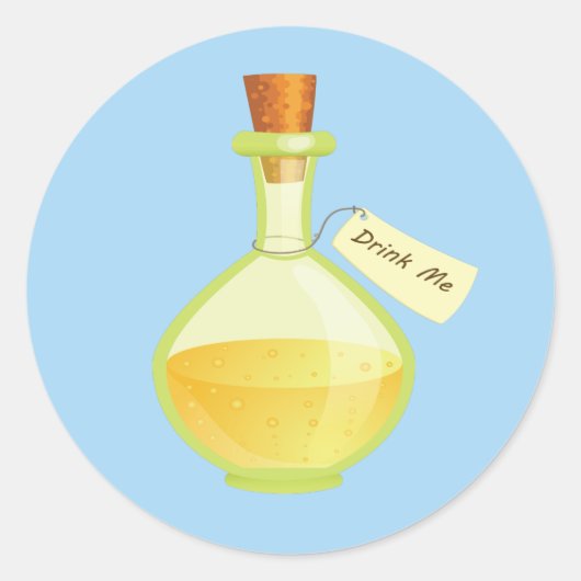 ワンダーランドのアリスが私のステッカーを飲む ラウンドシール (正面)