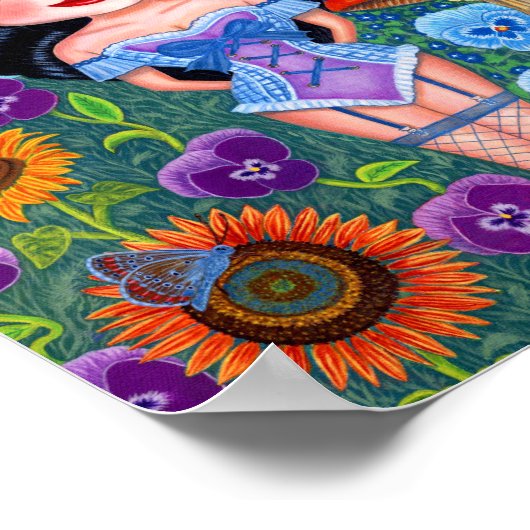 ワンダーランドのアリス黒髪チェシャ猫かわいい ポスター (角)