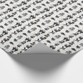 ワンダーランドのアリス黒/白のテーブルの金ゴールド ラッピングペーパー (角)