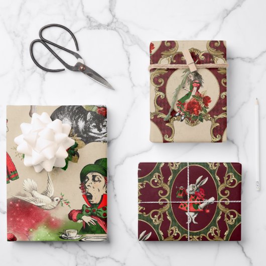 ワンダーランドのクリスマスアリス ラッピングペーパーシート (正面)