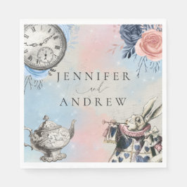 ワンダーランドのダスティブルーヴィンテージアリス スタンダードランチョンナプキン