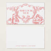 ワンダーランドのドリンク結婚カードにピンクのアリス (正面&裏面)